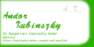 andor kubinszky business card